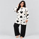 BLACK HEART PRINT HOODED