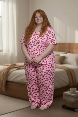 Teddy Bear Heart Button Pajama