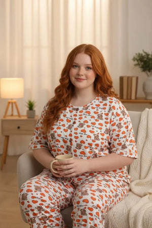 Teddy Bear Heart Button Pajama